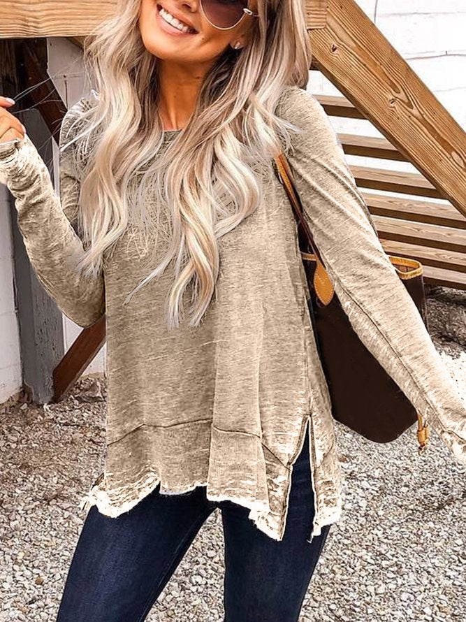 Plus Size Crew Neck Casual Long Sleeve Tops TY1051 - fabuloryshop