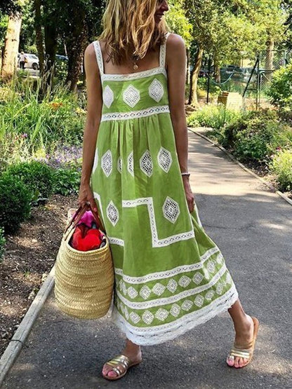 Women Fashion Bohemian Loose Casual Sleeveless Maxi Dress  WO118 - fabuloryshop