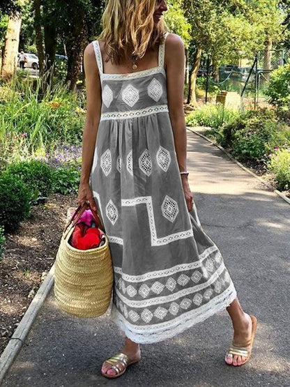 Women Fashion Bohemian Loose Casual Sleeveless Maxi Dress  WO118 - fabuloryshop