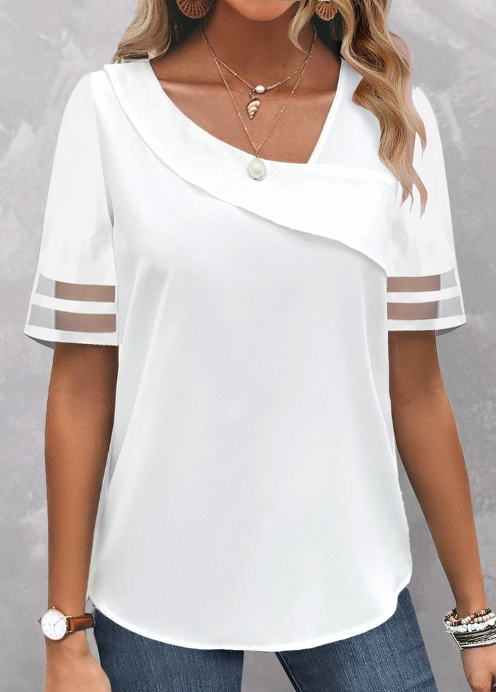 Cotton Asymmetrical Plain Casual Shirt  WS67