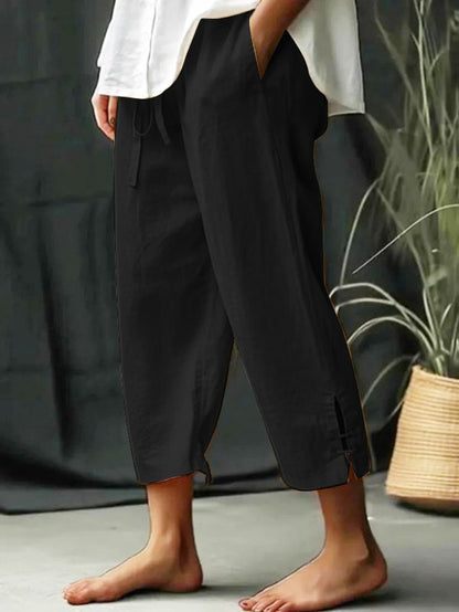 Elastic Band Loose Plain Casual Pants  WX83 - fabuloryshop