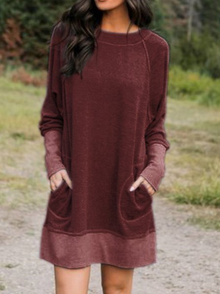 Cotton-Blend Long Sleeve Casual Knitting Dress  WO115 - fabuloryshop