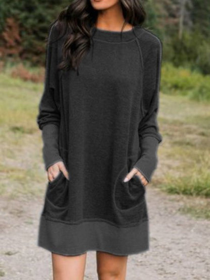 Cotton-Blend Long Sleeve Casual Knitting Dress  WO115 - fabuloryshop