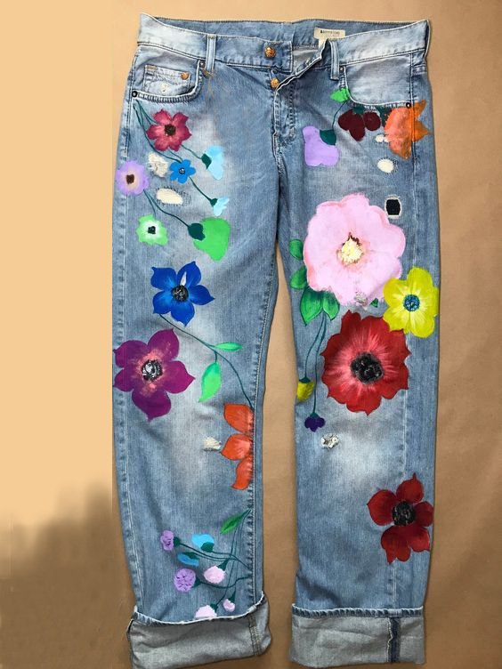 Fashion Denim Floral Casual Jeans  QS91 - fabuloryshop