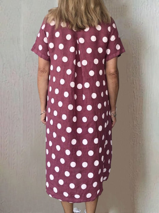Women Polka Dots Pockets Casual Summer Weaving Smock Dress  WT80 - fabuloryshop