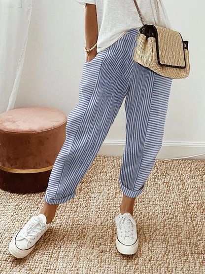 Striped Printed Casual Loose Pants  QR100 - fabuloryshop