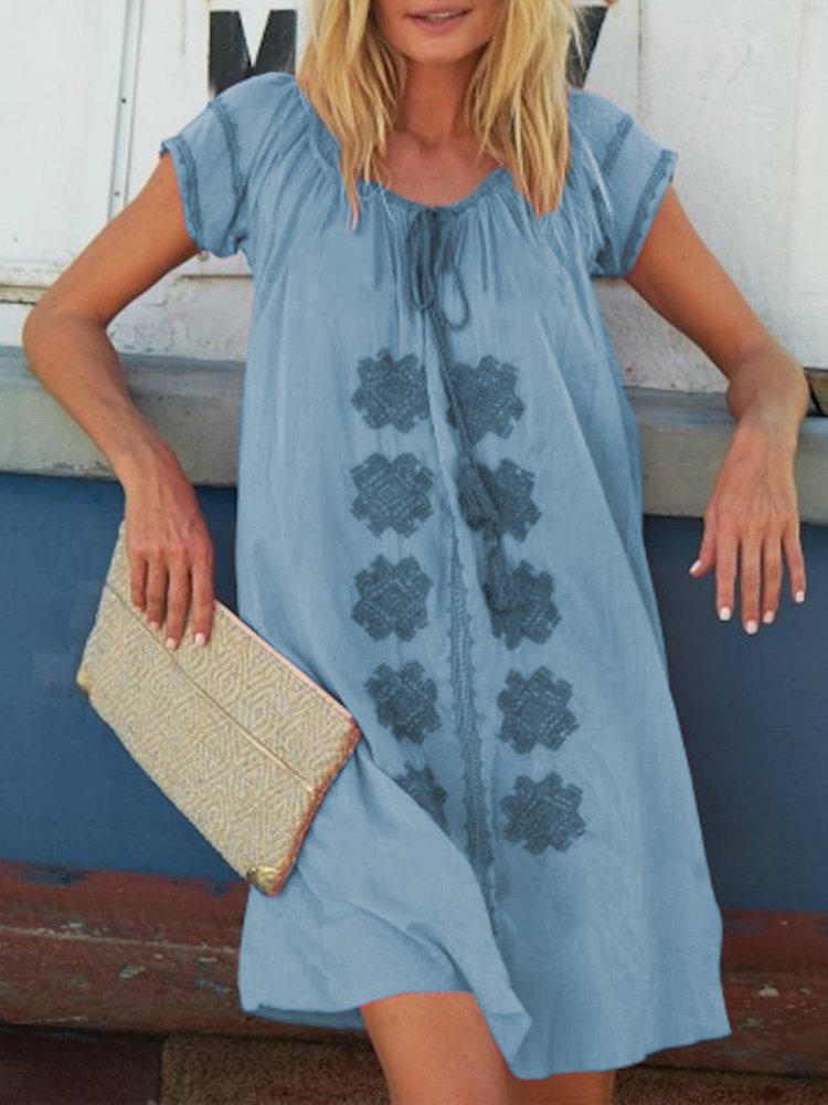 V Neck Women Summer Weaving Dress Holiday Boho Weaving Dress  WC61 - fabuloryshop