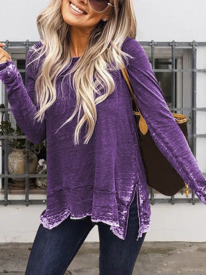 Plus Size Crew Neck Casual Long Sleeve Tops TY1051 - fabuloryshop