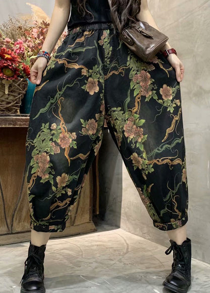 2023 Autumn New Print Elastic Waist Denim Lanterns Pants Ada Fashion