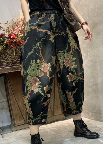 2023 Autumn New Print Elastic Waist Denim Lanterns Pants Ada Fashion