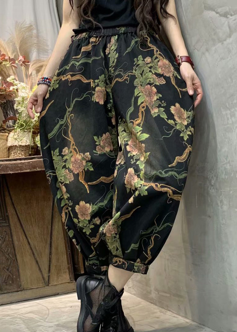 2023 Autumn New Print Elastic Waist Denim Lanterns Pants Ada Fashion