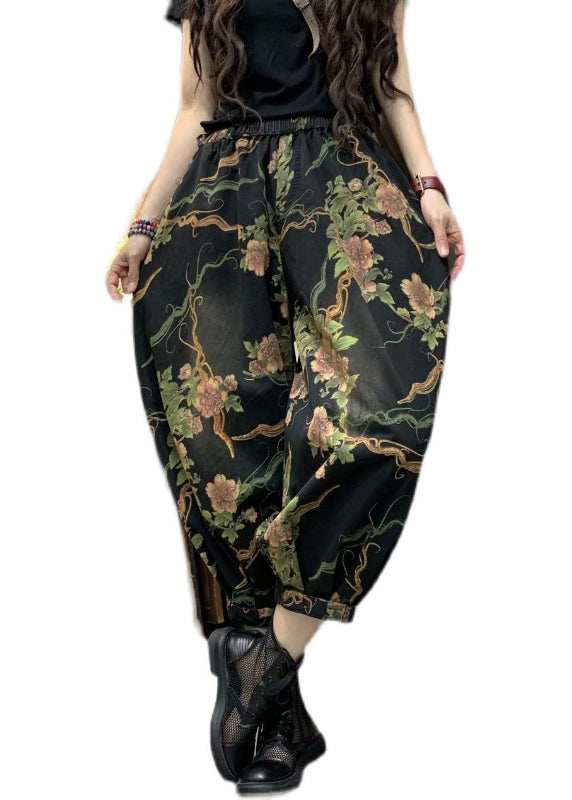 2023 Autumn New Print Elastic Waist Denim Lanterns Pants Ada Fashion