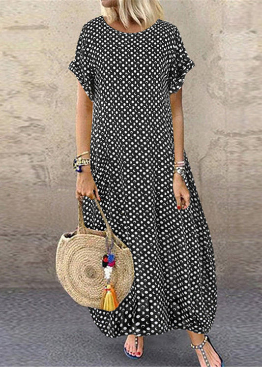 2023 Black Women Clothes Casual Big Size Plus Long Dress Summer LC0059 - fabuloryshop