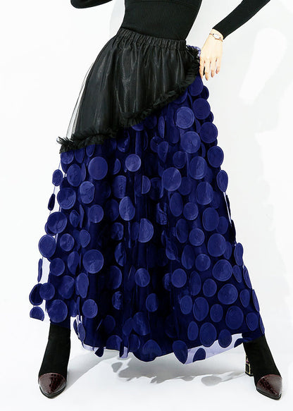 Original Design Black Elastic Waist Patchwork Wrinkled Tulle Skirt Summer LY0830 - fabuloryshop