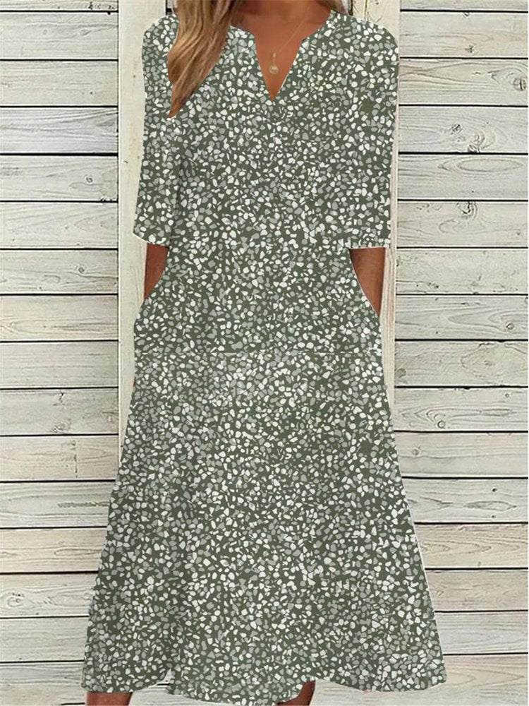 Casual V Neck Loose Floral Dress  WC113 - fabuloryshop