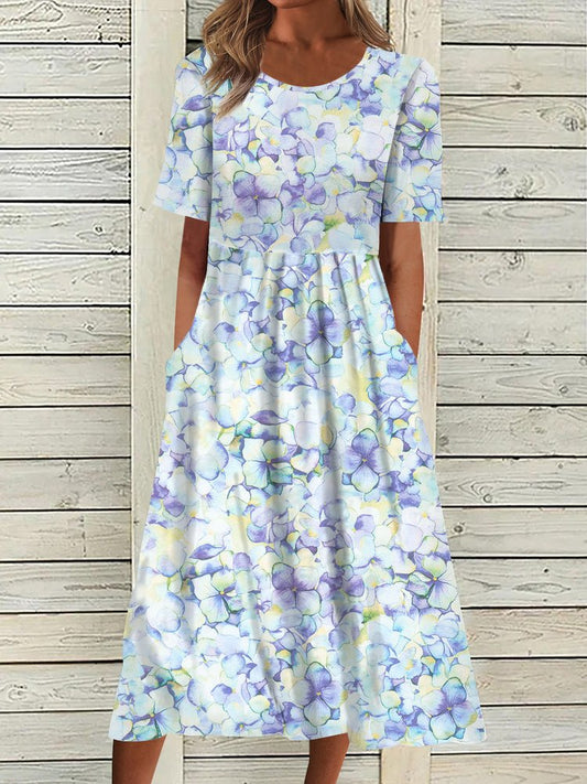 Floral Short Sleeve Woven Dress  QA41 - fabuloryshop