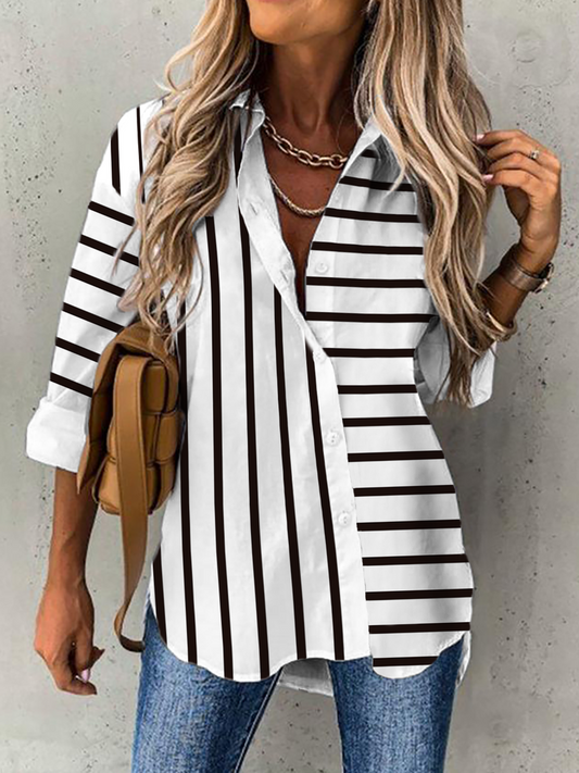 Striped Casual Blouse  WZ75 - fabuloryshop