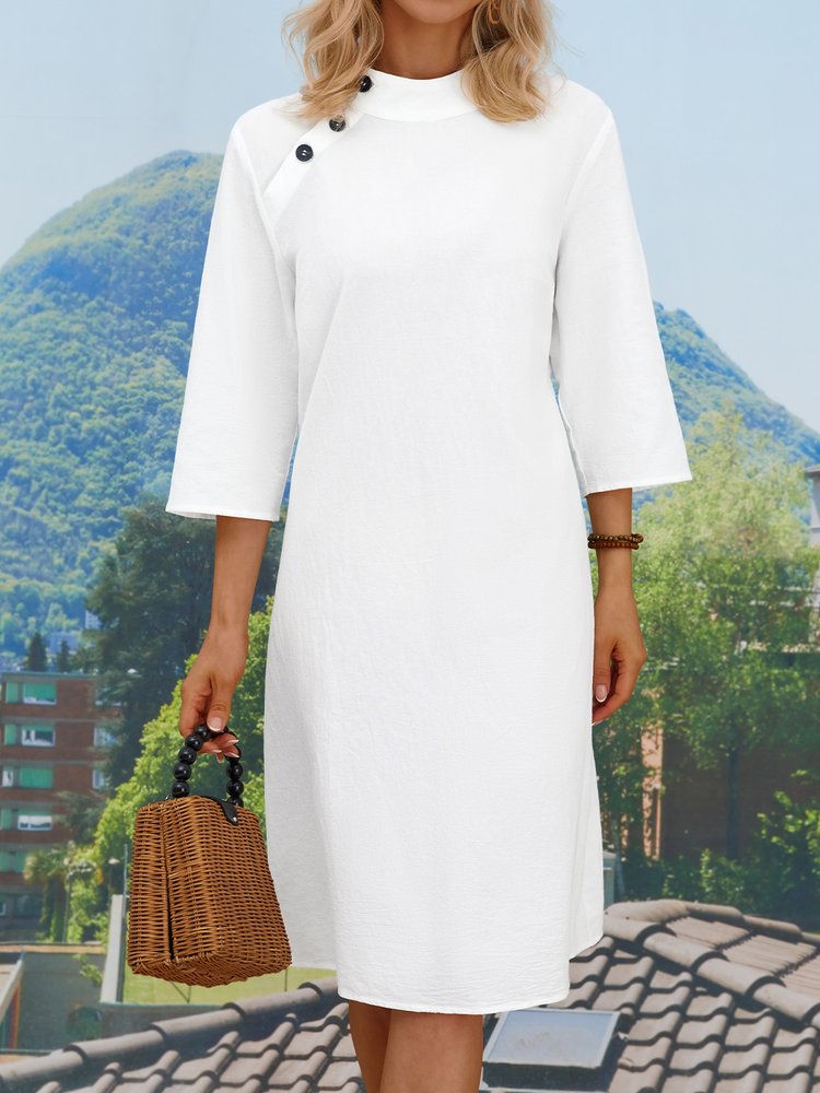Regular Fit Casual Cotton And Linen Dress  WC62 - fabuloryshop