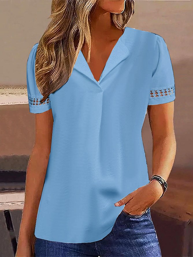 Lace Shirt Collar Simple Plain Shirt  WG67 - fabuloryshop