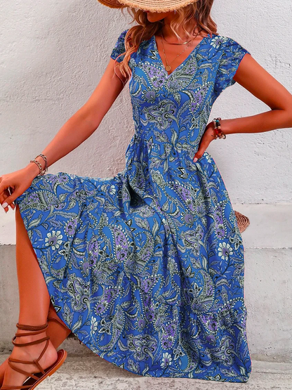 Vacation Paisley Printed Dress  WE101 - fabuloryshop