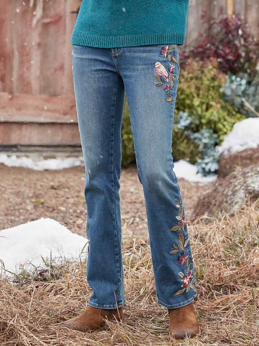 Casual Loose Floral Denim Jeans  WK68 - fabuloryshop