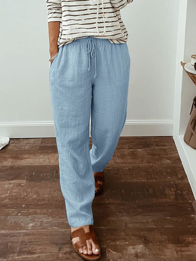 Casual Loose Plain Cotton Pants  WX117 - fabuloryshop