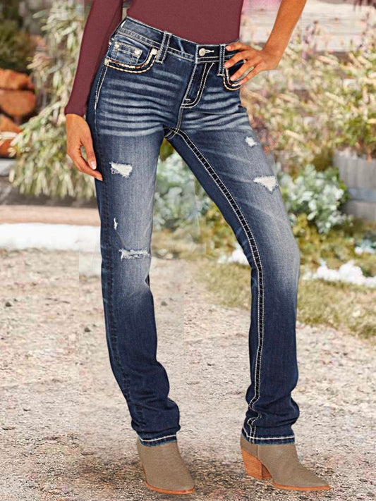 Denim Boho Loose Plain Jeans  WK62 - fabuloryshop
