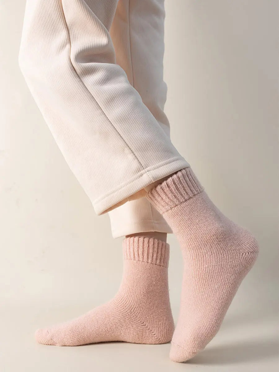 4 Pairs Women Solid Winter Wool Socks Ada Fashion