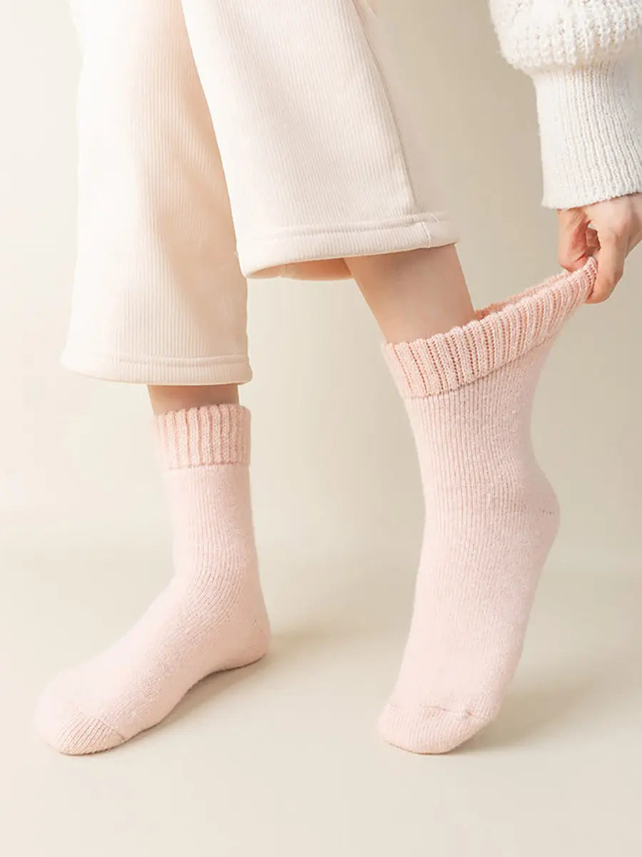 4 Pairs Women Solid Winter Wool Socks Ada Fashion