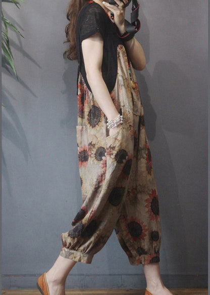 Loose Khaki Patchwork Print Wide Leg Jumpsuits LY3929 - fabuloryshop