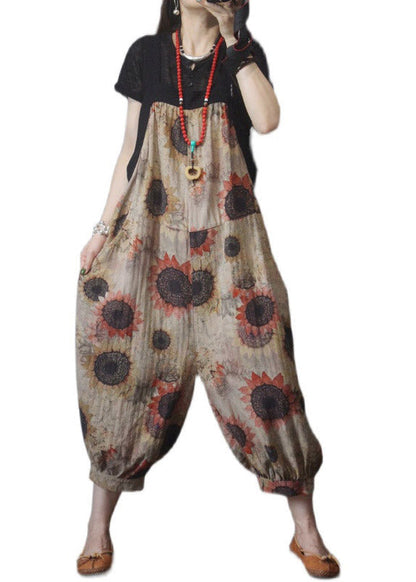 Loose Khaki Patchwork Print Wide Leg Jumpsuits LY3929 - fabuloryshop