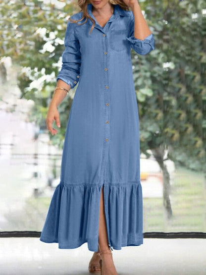 Fashion Casual Shirt Denim Dress Holiday Daily Women Clothing  QZ58 - fabuloryshop