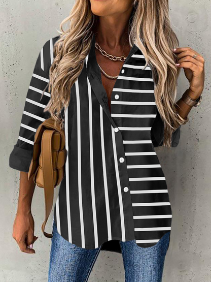 Striped Casual Blouse  WZ75 - fabuloryshop