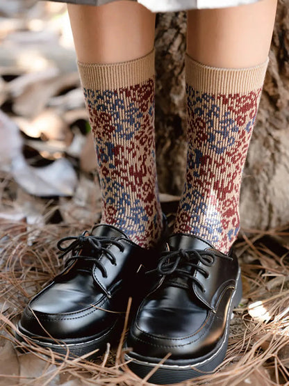 5 Pairs Women Autumn Leopard Print Socks Ada Fashion