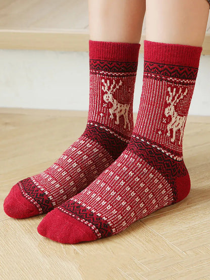 5 Pairs Women Retro Knitted Socks Ada Fashion