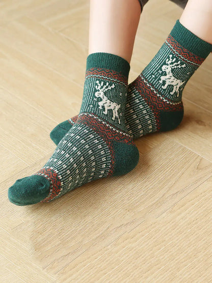 5 Pairs Women Retro Knitted Socks Ada Fashion