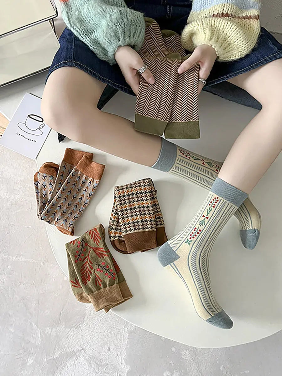 5 Pairs Women Vintage Warm Socks Ada Fashion