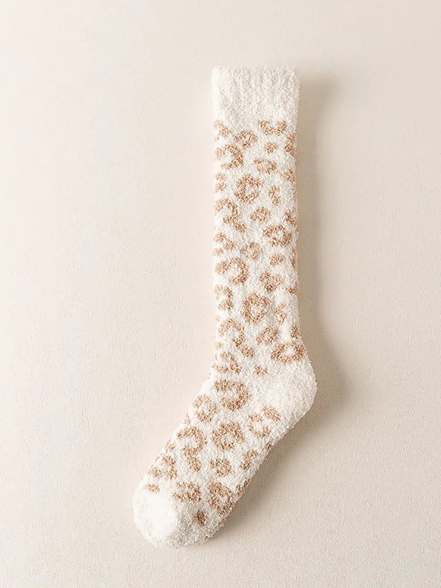5 Pairs Women Winter Leopard Print Fleece Socks Ada Fashion