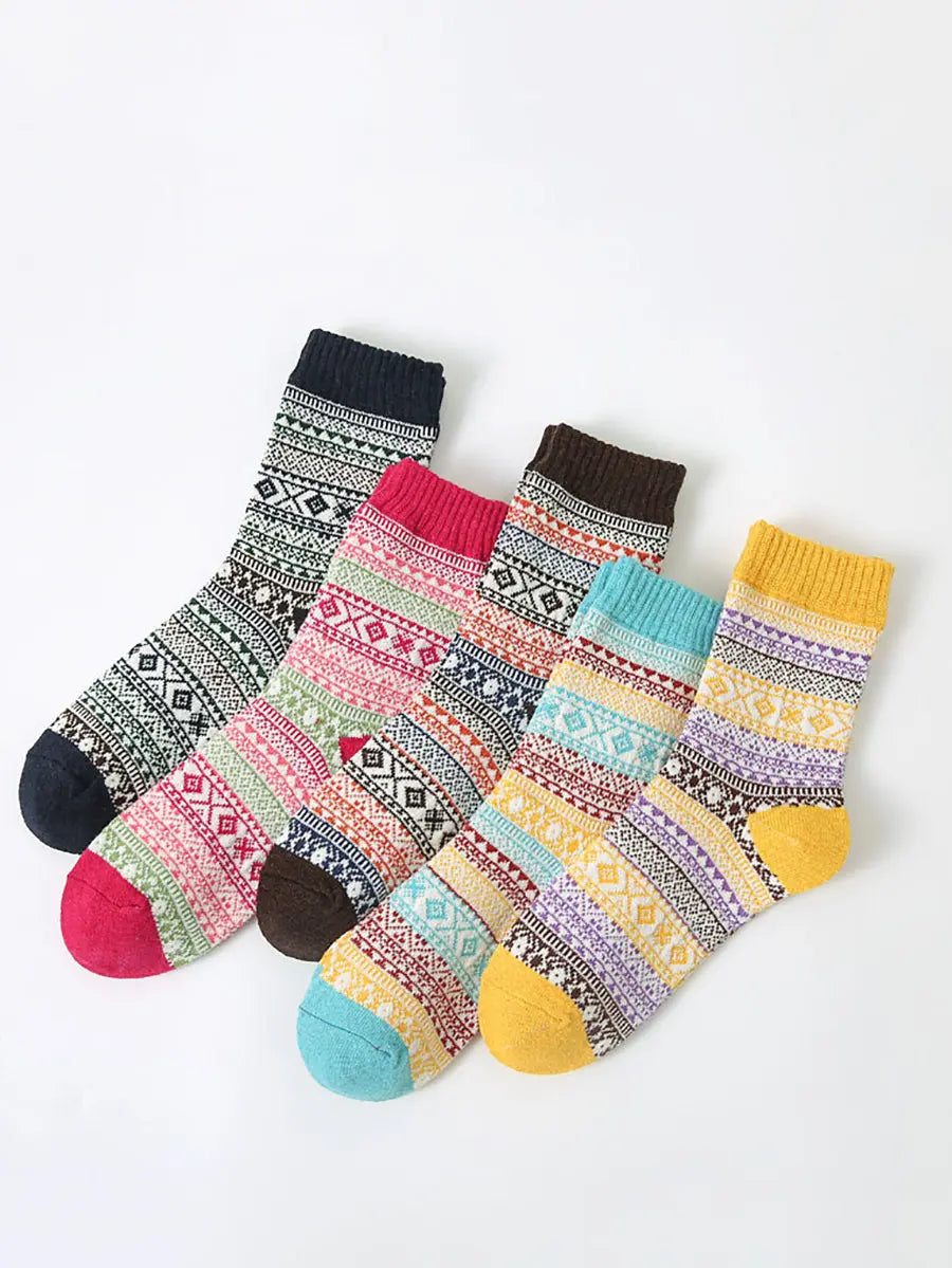 5 Pairs Women Winter Thicken Socks Ada Fashion