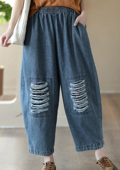 Loose Hollow Elasticity Denim Harem Pants LY3927 - fabuloryshop