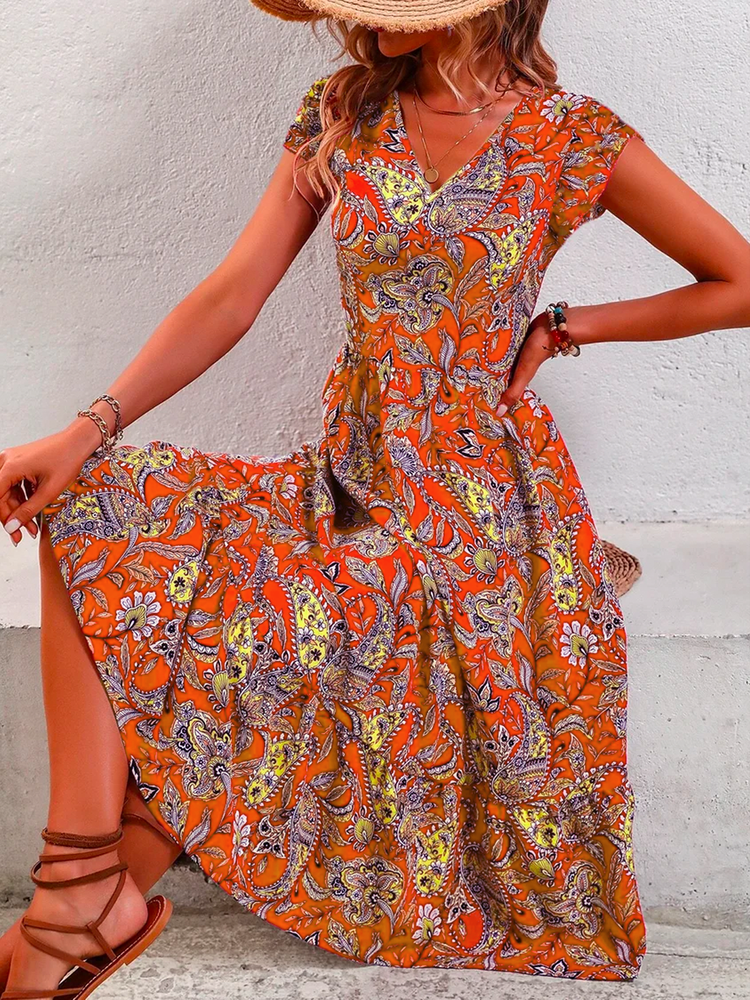 Vacation Paisley Printed Dress  WE101 - fabuloryshop