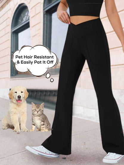 Casual Plain Autumn Elastic Pet Hair Resistant Daily Straight Pants  WD119 - fabuloryshop