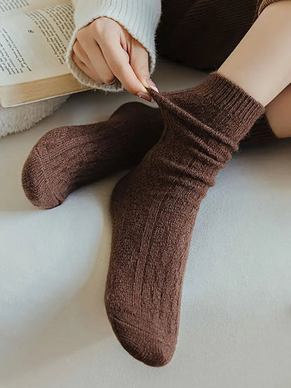 6 Pairs Women Winter Solid Wool Socks Ada Fashion