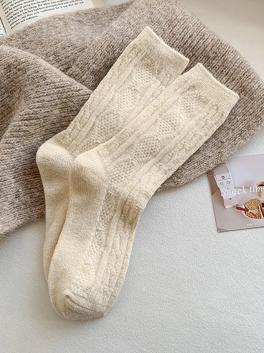 6 Pairs Women Winter Solid Wool Socks Ada Fashion