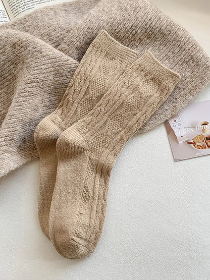 6 Pairs Women Winter Solid Wool Socks Ada Fashion