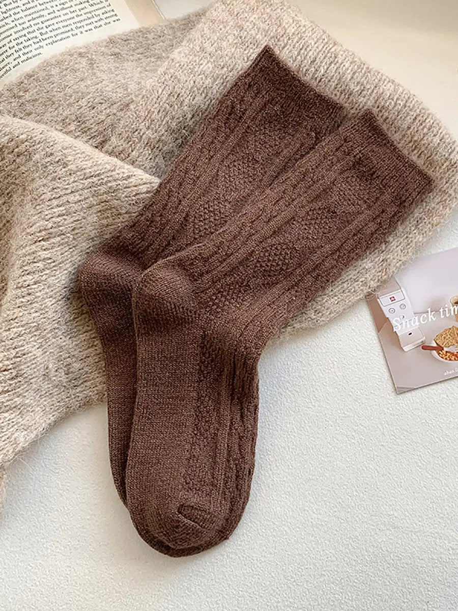 6 Pairs Women Winter Solid Wool Socks Ada Fashion