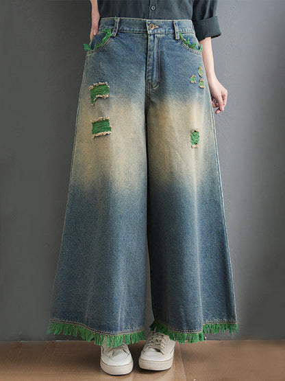 Original Split-Joint Column Wide Leg Denim Pants LY3931 - fabuloryshop