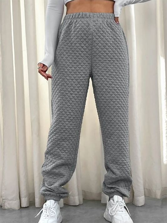 Small Diamond Quilted Warm Casual Pants  WK75 - fabuloryshop