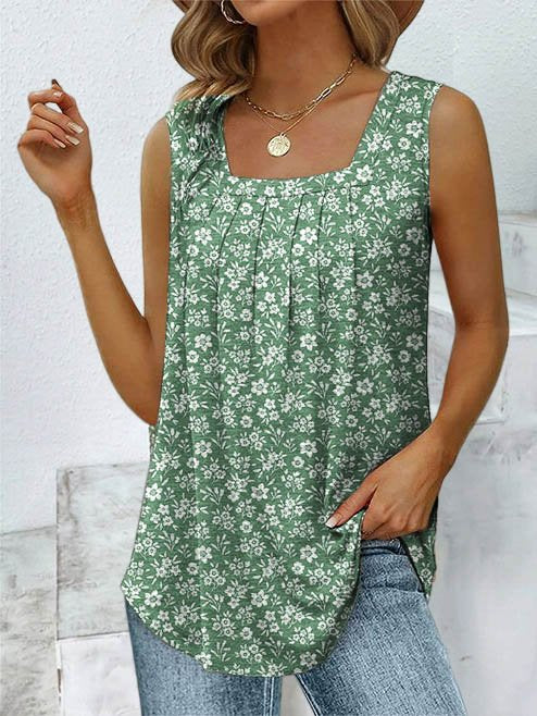 Disty Floral Knitted Casual Loose Tank Top  WU120 - fabuloryshop