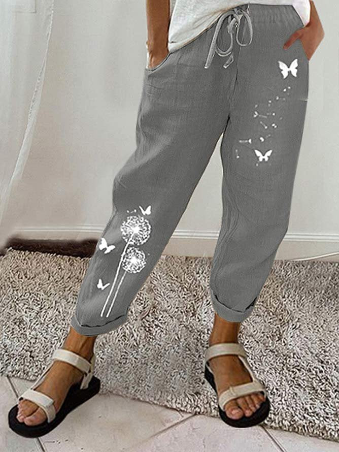 Loose Linen Cotton And Linen Dandelion Pants  WX63 - fabuloryshop